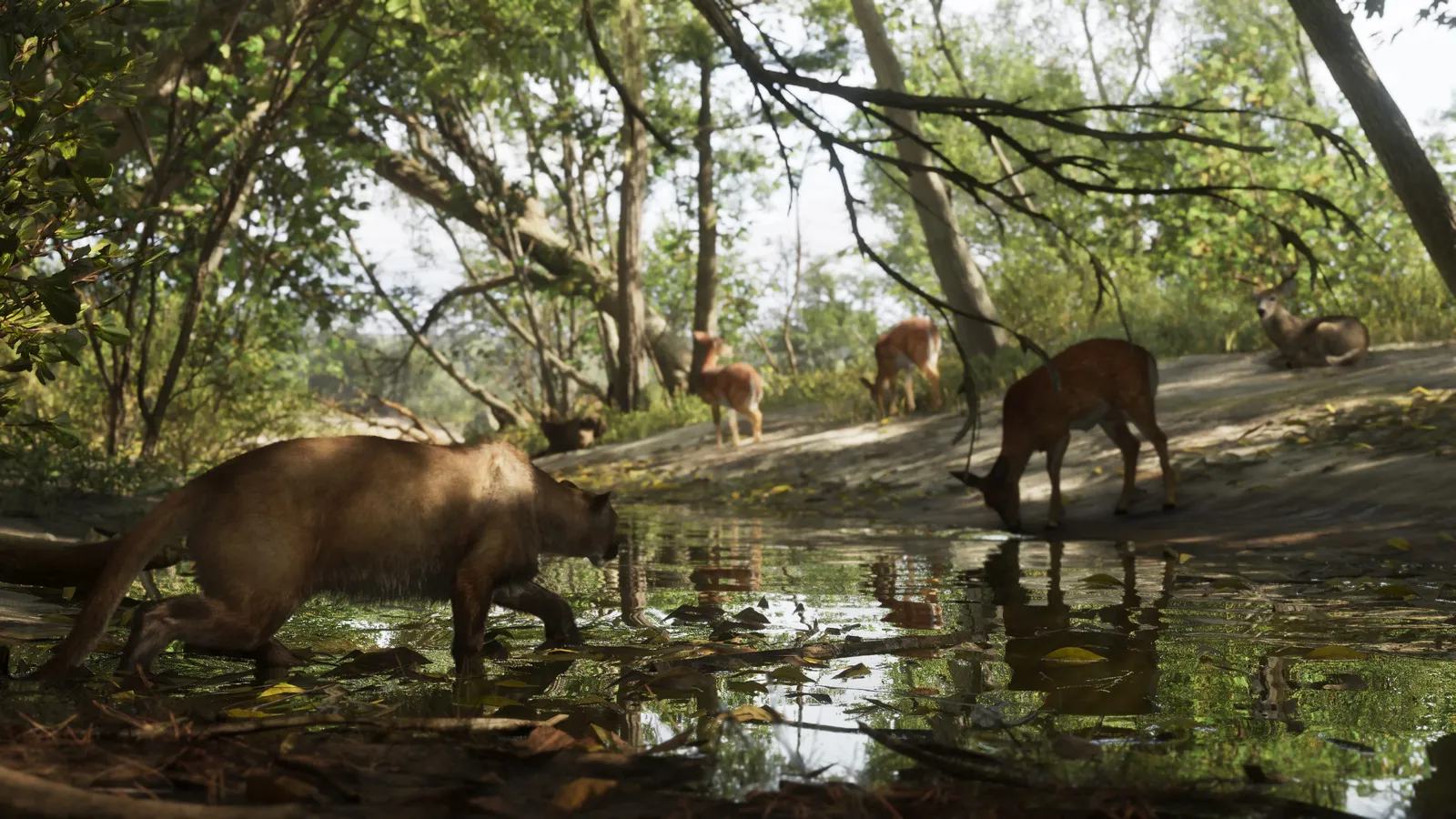 White-tailed deer and Florida panther in Mount Kalaga — official Rockstar press art