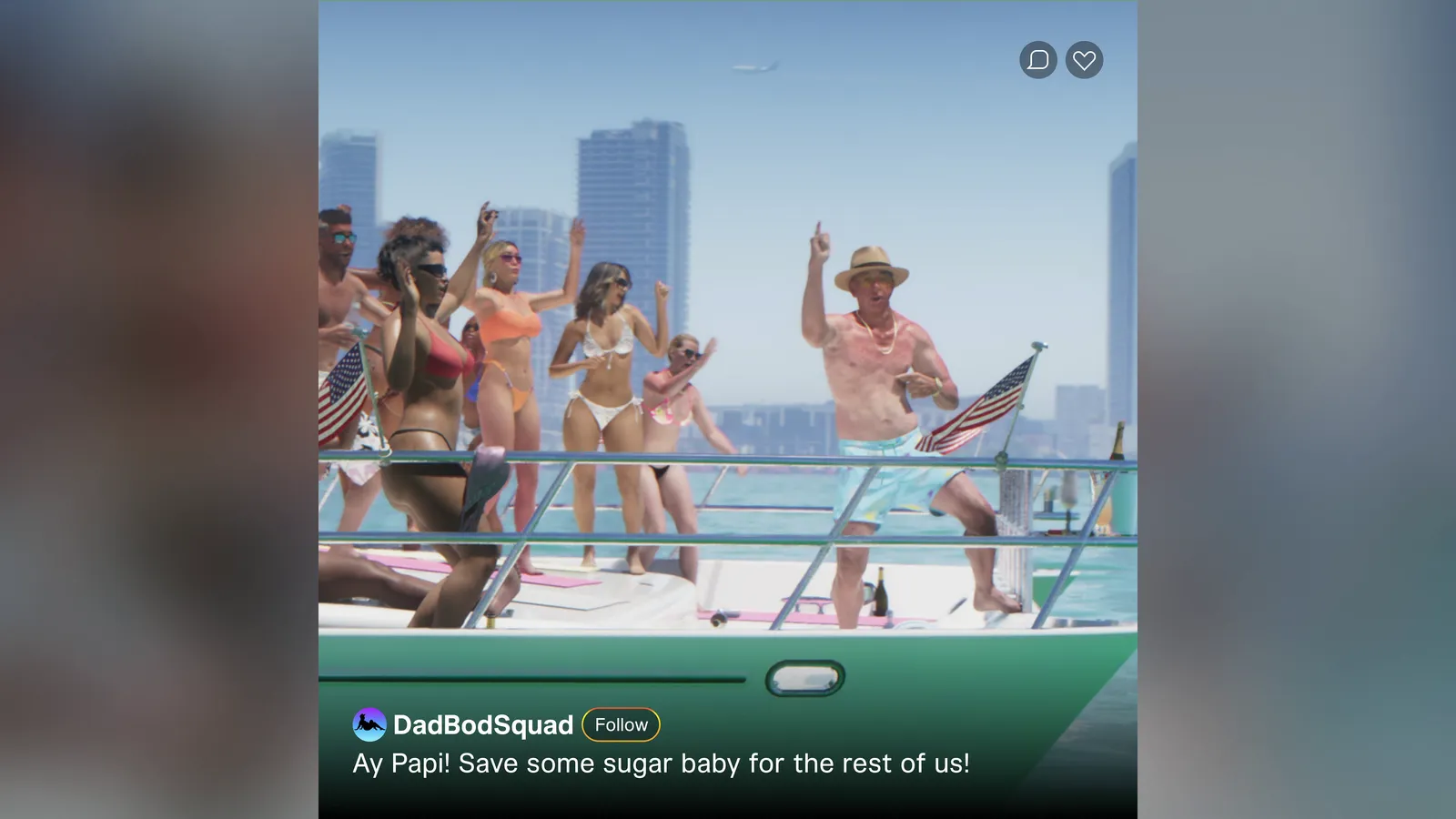 A DadBodSquad social media post — official trailer screenshot