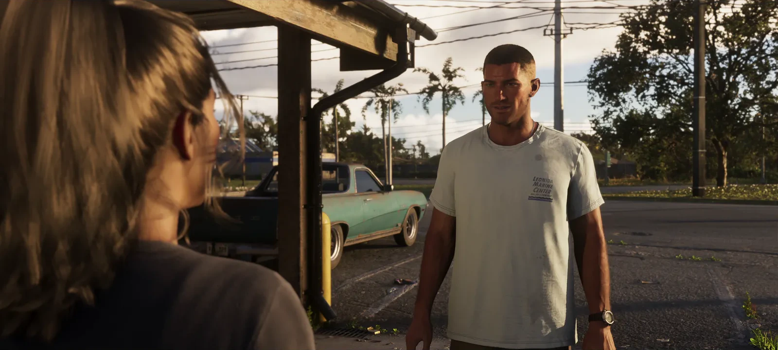 Jason waiting for Lucia outside a release center — Trailer 2