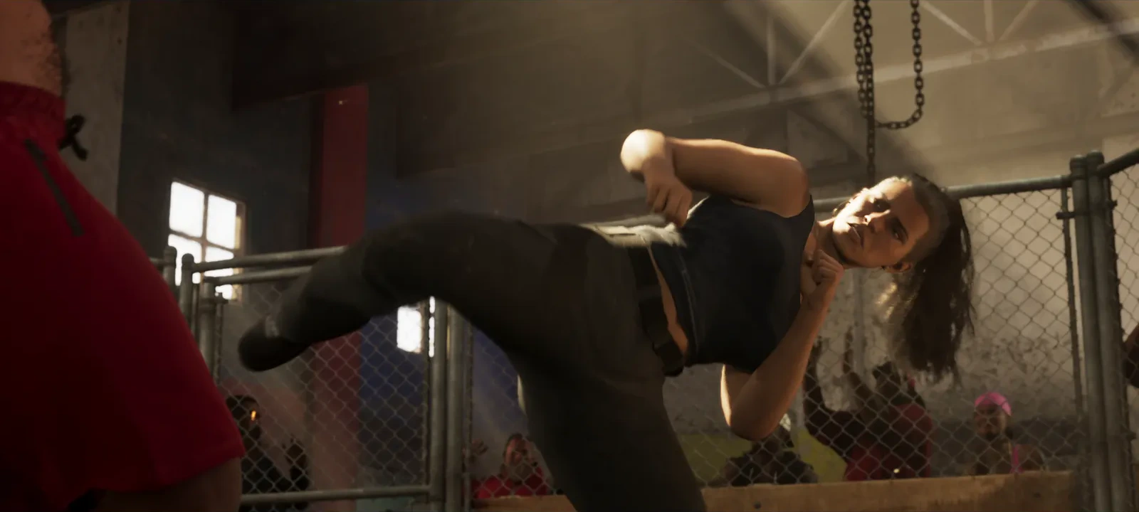 Lucia Caminos in a fight — official trailer screenshot