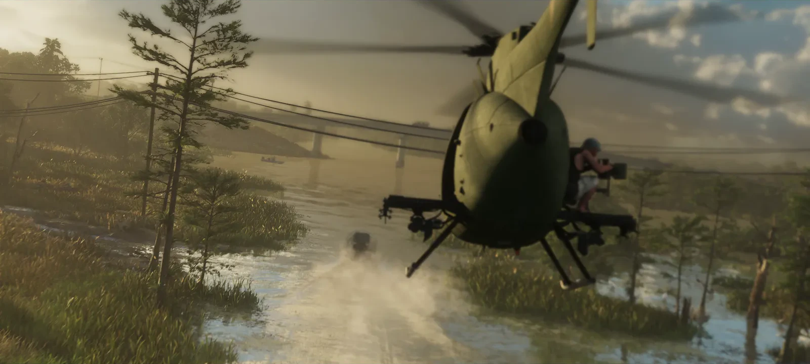Military-style helicopter — official trailer screenshot